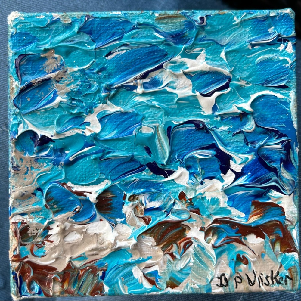 Oceanic Textured Canvas Art: original acrylic Ocean and Sand.